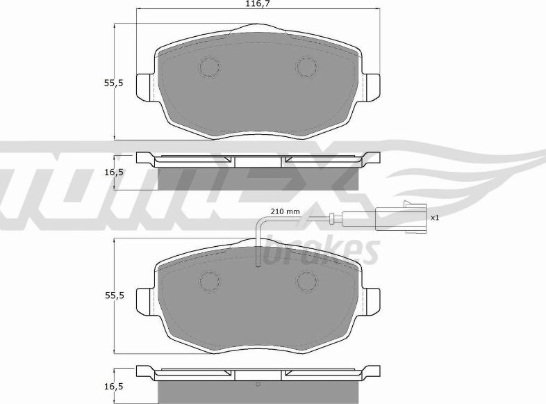 TOMEX brakes TX 16-89 - Гальмівні колодки, дискові гальма autocars.com.ua