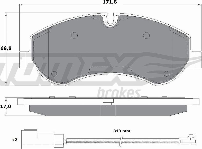 TOMEX brakes TX 16-95 - Гальмівні колодки, дискові гальма autocars.com.ua