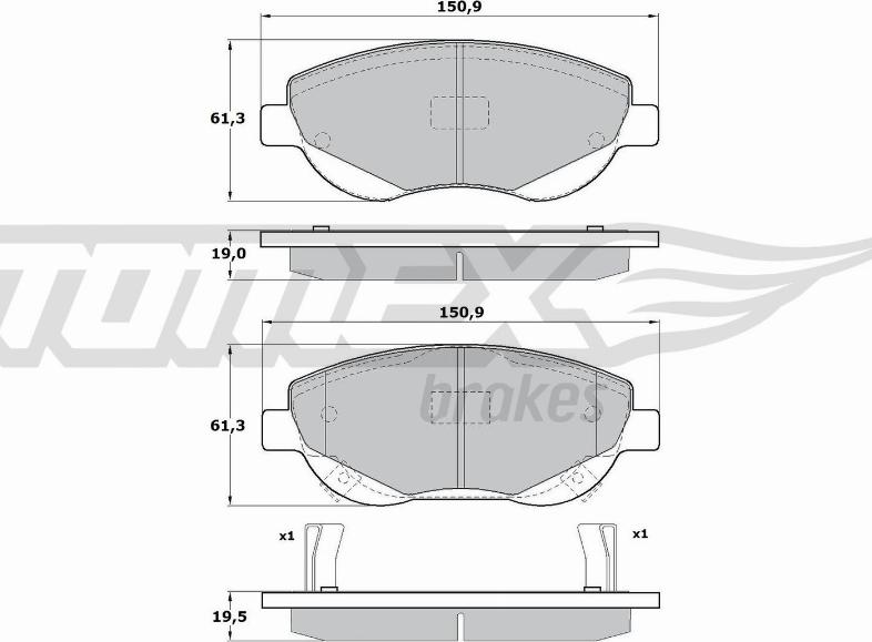 TOMEX brakes TX 17-20 - Гальмівні колодки, дискові гальма autocars.com.ua