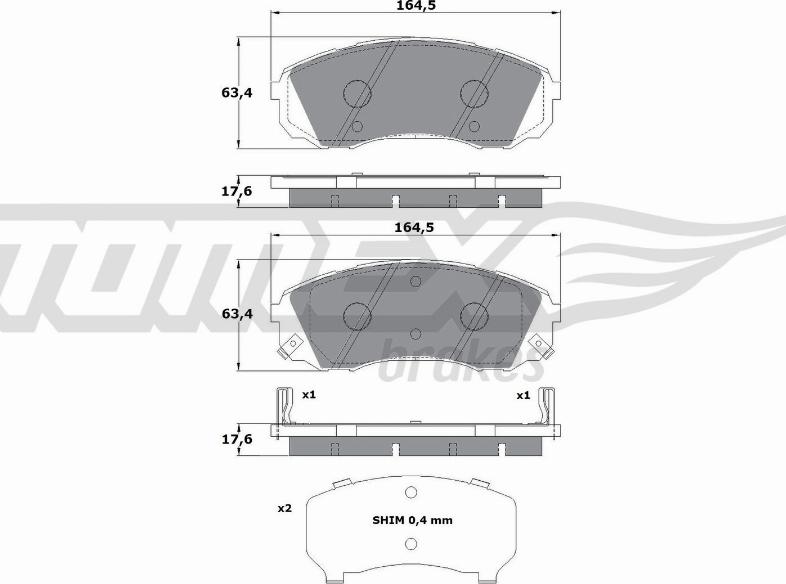 TOMEX brakes TX 17-49 - Гальмівні колодки, дискові гальма autocars.com.ua