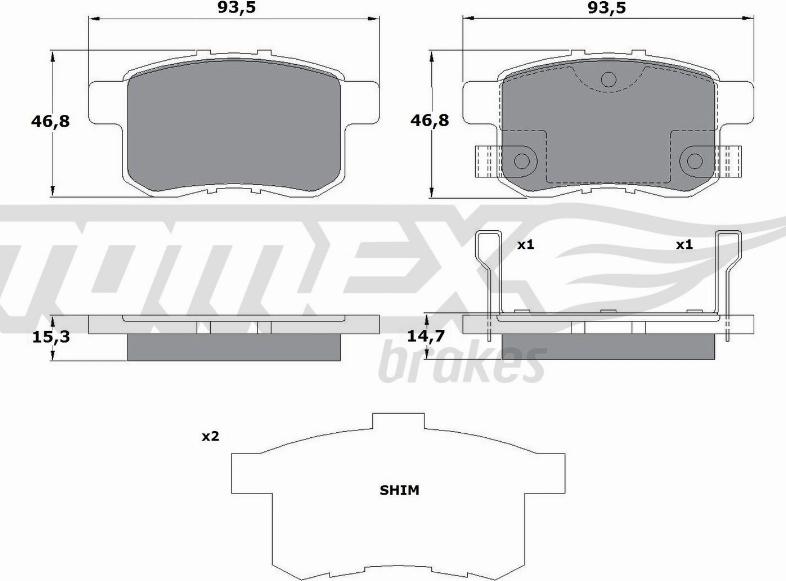 TOMEX brakes TX 17-54 - Гальмівні колодки, дискові гальма autocars.com.ua