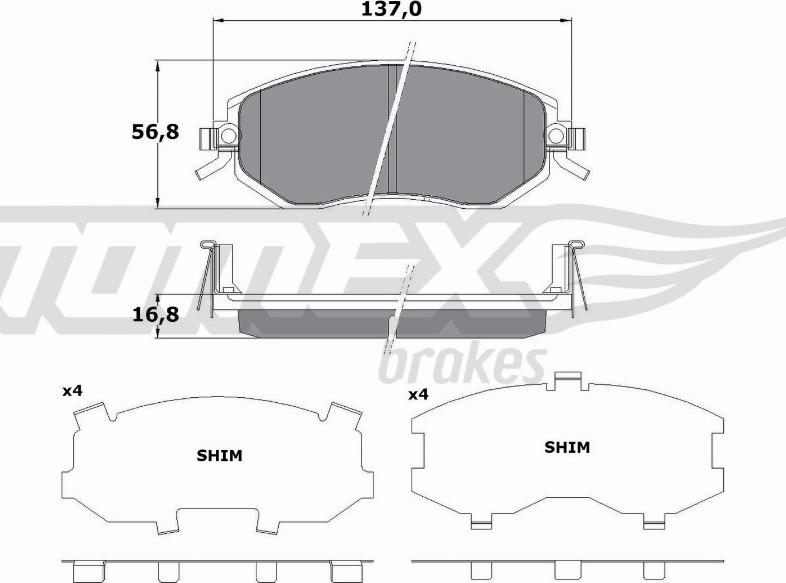 TOMEX brakes TX 17-65 - Гальмівні колодки, дискові гальма autocars.com.ua