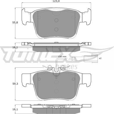 TOMEX brakes TX 18-161 - Гальмівні колодки, дискові гальма autocars.com.ua