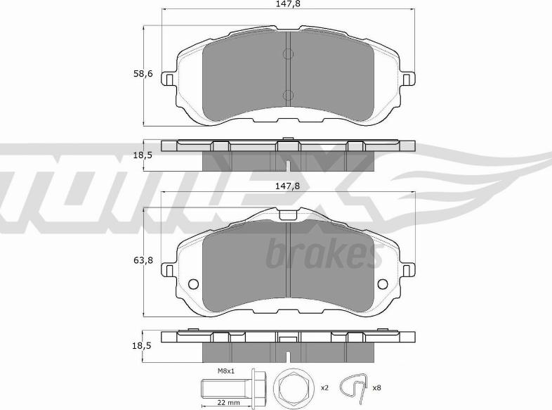 TOMEX brakes TX 18-38 - Гальмівні колодки, дискові гальма autocars.com.ua