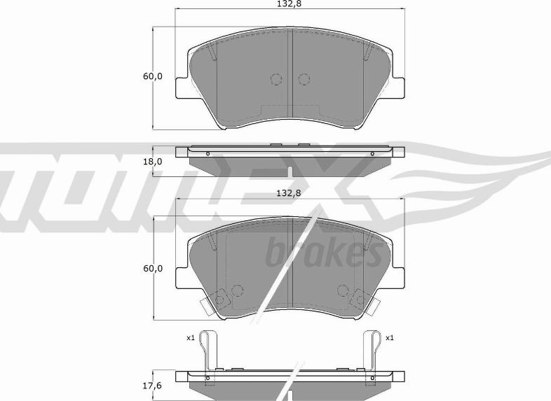 TOMEX brakes TX 18-68 - Тормозные колодки, дисковые, комплект autodnr.net