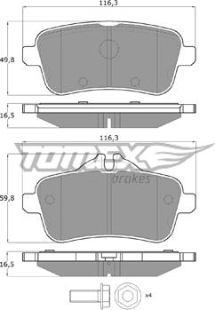 TOMEX brakes TX 18-79 - Гальмівні колодки, дискові гальма autocars.com.ua