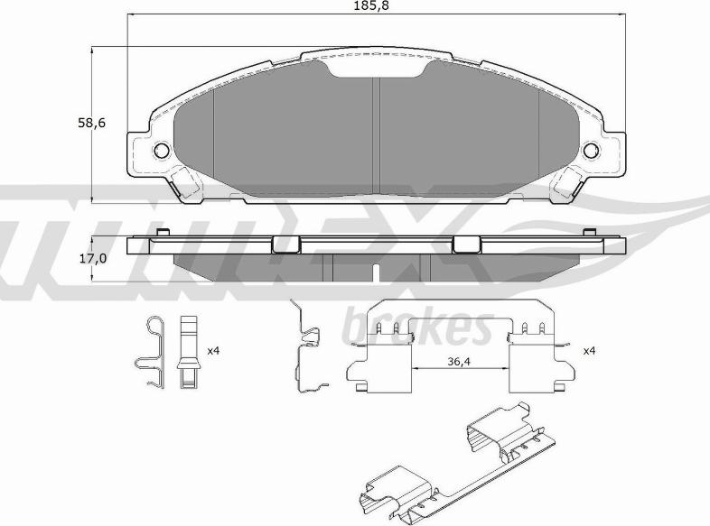 TOMEX brakes TX 18-96 - Тормозные колодки, дисковые, комплект autodnr.net