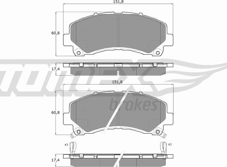 TOMEX brakes TX 19-00 - Гальмівні колодки, дискові гальма autocars.com.ua