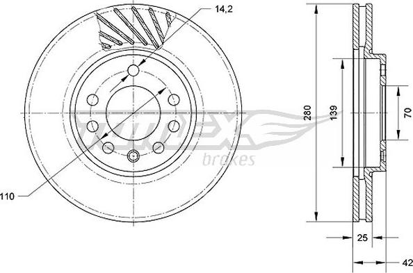 TOMEX brakes TX 70-11 - Гальмівний диск autocars.com.ua