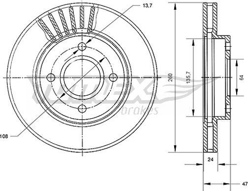 TOMEX brakes TX 70-43 - Гальмівний диск autocars.com.ua