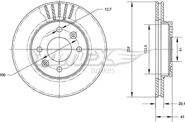 TOMEX brakes TX 70-45 - Гальмівний диск autocars.com.ua