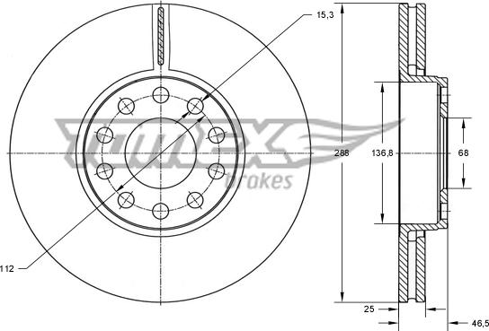 TOMEX brakes TX 70-65 - Гальмівний диск autocars.com.ua