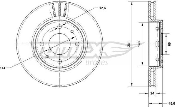 TOMEX brakes TX 70-69 - Гальмівний диск autocars.com.ua