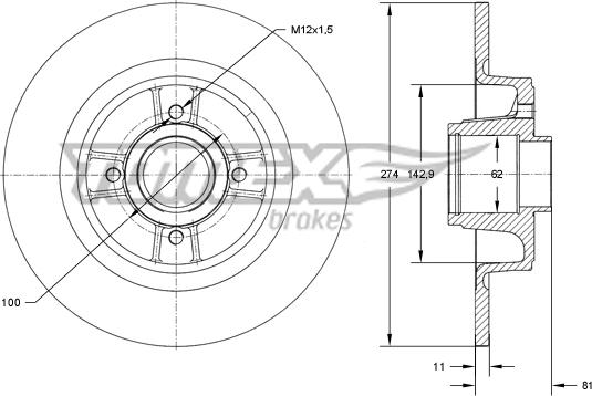 TOMEX brakes TX 70-801 - Гальмівний диск autocars.com.ua