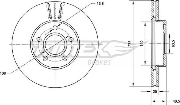 TOMEX brakes TX 71-11 - Гальмівний диск autocars.com.ua