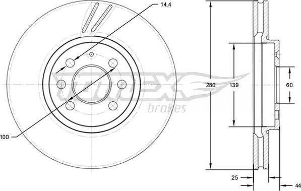 TOMEX brakes TX 71-20 - Гальмівний диск autocars.com.ua