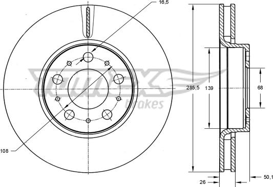 TOMEX brakes TX 71-43 - Гальмівний диск autocars.com.ua