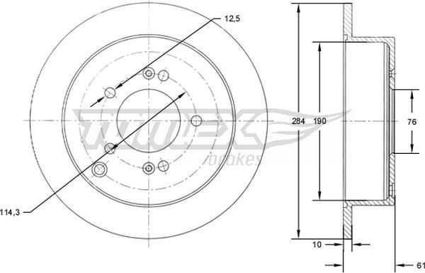 TOMEX brakes TX 71-49 - Гальмівний диск autocars.com.ua