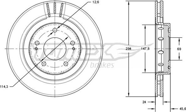 TOMEX brakes TX 71-74 - Гальмівний диск autocars.com.ua