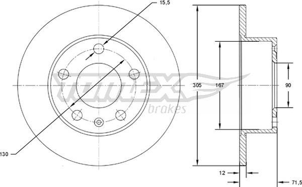 TOMEX brakes TX 71-76 - Гальмівний диск autocars.com.ua