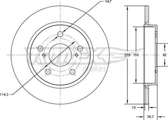 TOMEX brakes TX 72-00 - Гальмівний диск autocars.com.ua