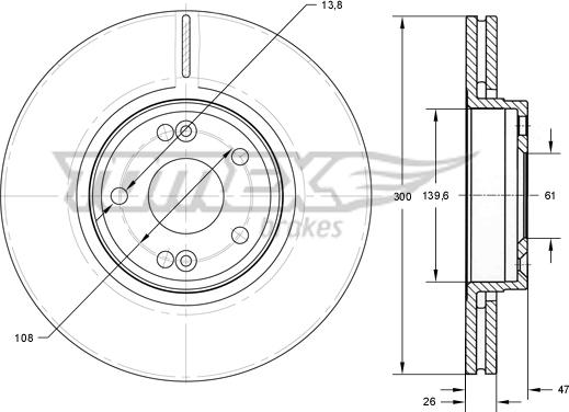 TOMEX brakes TX 72-12 - Гальмівний диск autocars.com.ua