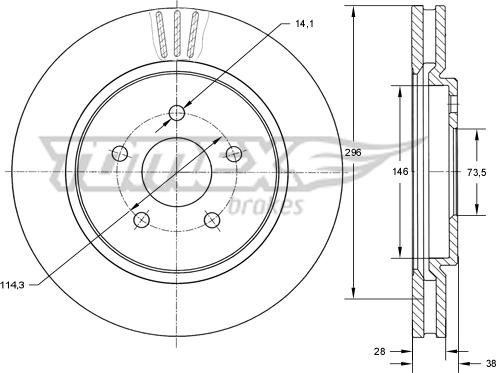 TOMEX brakes TX 72-16 - Гальмівний диск autocars.com.ua