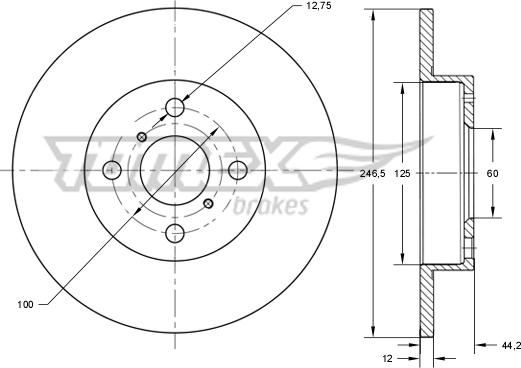 TOMEX brakes TX 72-29 - Гальмівний диск autocars.com.ua