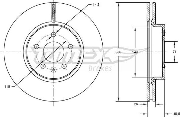 TOMEX brakes TX 72-53 - Гальмівний диск autocars.com.ua