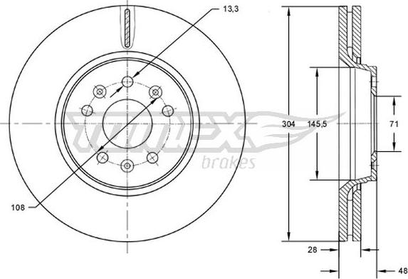 TOMEX brakes TX 72-63 - Гальмівний диск autocars.com.ua