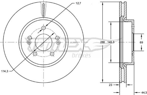 TOMEX brakes TX 72-67 - Гальмівний диск autocars.com.ua