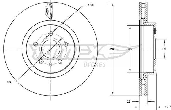 TOMEX brakes TX 73-13 - Гальмівний диск autocars.com.ua