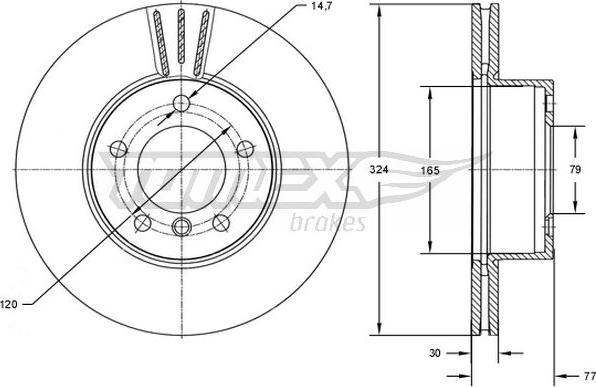 TOMEX brakes TX 73-15 - Гальмівний диск autocars.com.ua