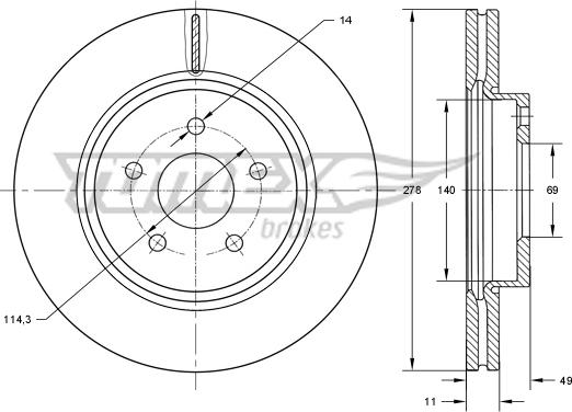 TOMEX brakes TX 73-18 - Гальмівний диск autocars.com.ua