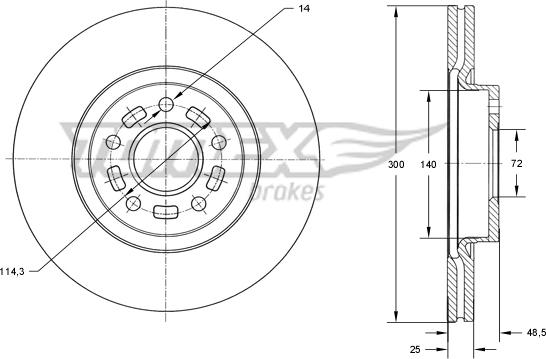 TOMEX brakes TX 73-19 - Гальмівний диск autocars.com.ua