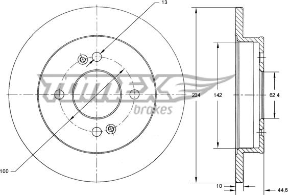 TOMEX brakes TX 73-38 - Гальмівний диск autocars.com.ua