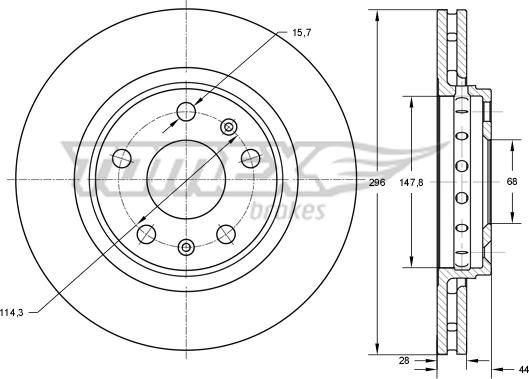 TOMEX brakes TX 73-45 - Гальмівний диск autocars.com.ua