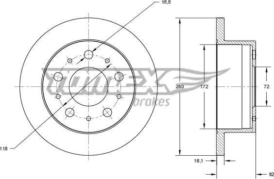 TOMEX brakes TX 73-47 - Гальмівний диск autocars.com.ua