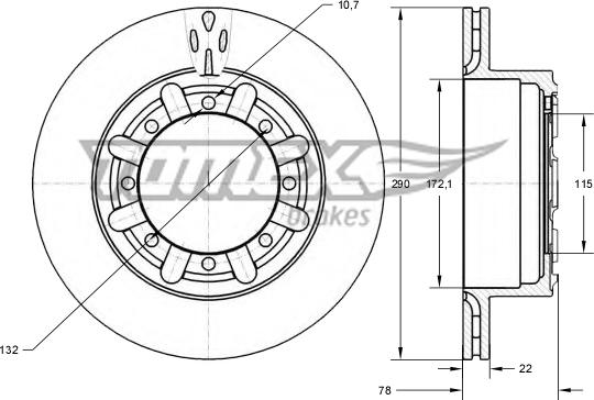 TOMEX brakes TX 73-49 - Гальмівний диск autocars.com.ua