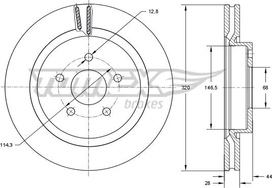 TOMEX brakes TX 73-52 - Гальмівний диск autocars.com.ua