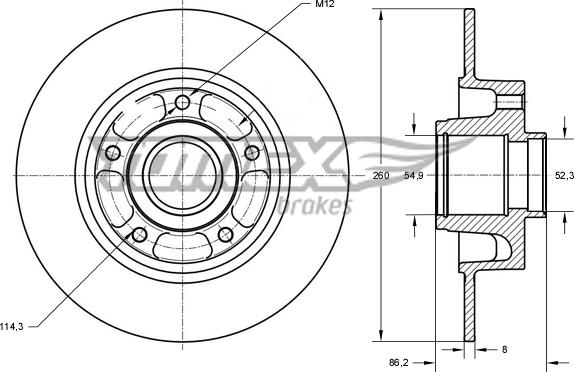 TOMEX brakes TX 73-561 - Гальмівний диск autocars.com.ua