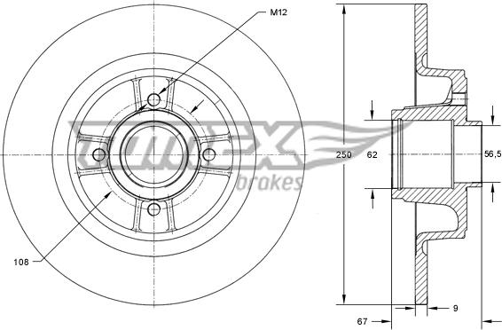 TOMEX brakes TX 73-571 - Гальмівний диск autocars.com.ua