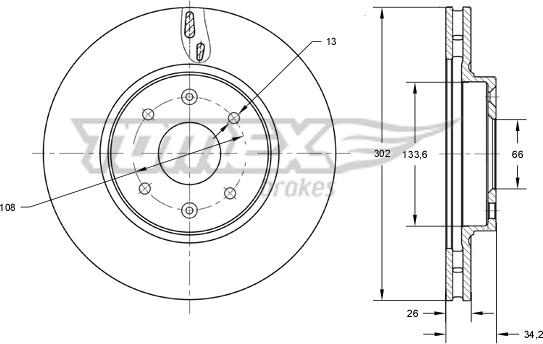 TOMEX brakes TX 73-64 - Гальмівний диск autocars.com.ua