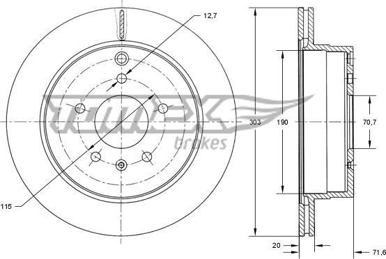 TOMEX brakes TX 73-71 - Гальмівний диск autocars.com.ua