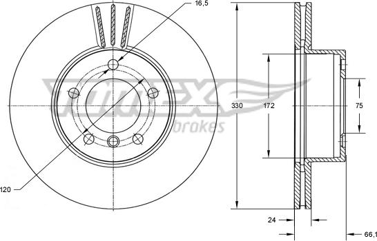 TOMEX brakes TX 73-97 - Гальмівний диск autocars.com.ua