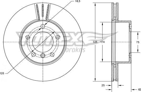 TOMEX brakes TX 74-02 - Гальмівний диск autocars.com.ua