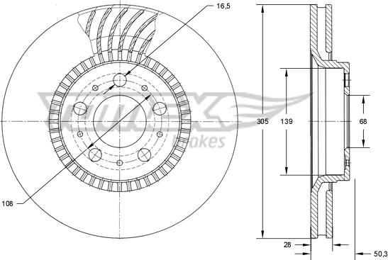 TOMEX brakes TX 74-13 - Гальмівний диск autocars.com.ua