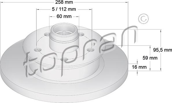 Topran 103 264 - Гальмівний диск autocars.com.ua