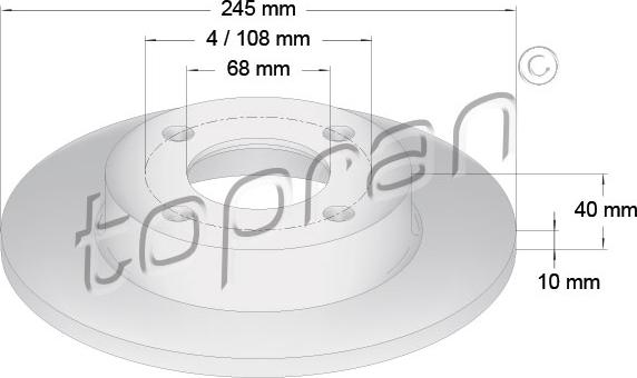 Topran 107 089 - Гальмівний диск autocars.com.ua