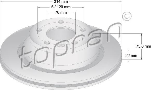 Topran 110 430 - Гальмівний диск autocars.com.ua